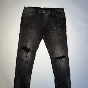 Ksubi Charcoal Distressed Slim Straight Jeans